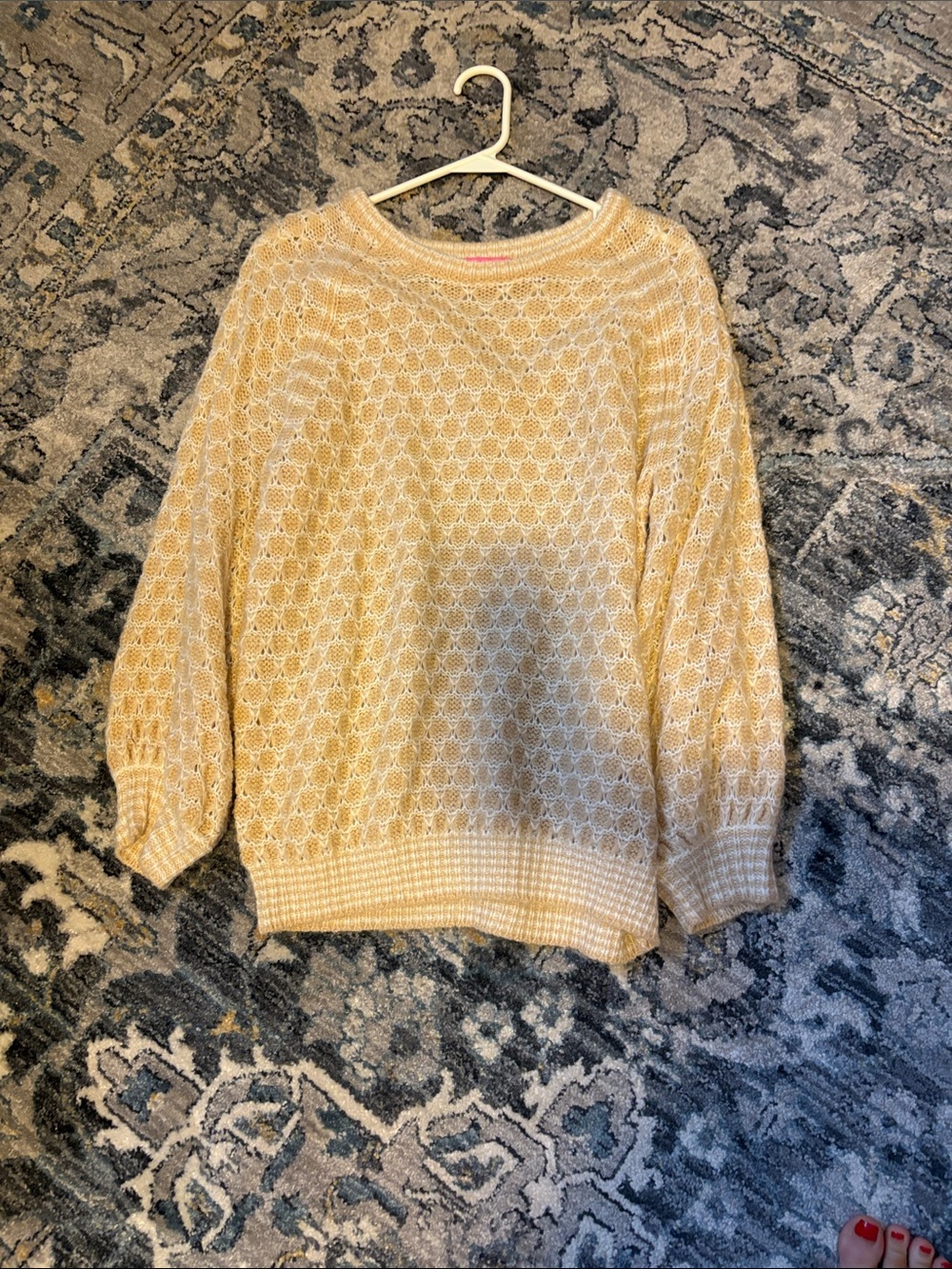Light Yellow Textured Knit Women's Sweater